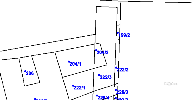Parcela st. 204/2 v KÚ Holešovice, Katastrální mapa
