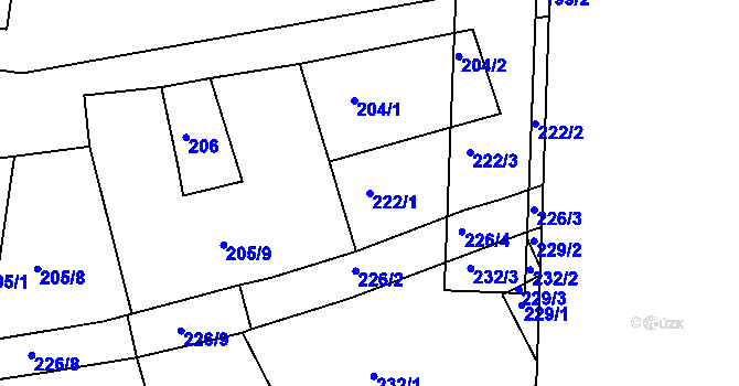 Parcela st. 222/1 v KÚ Holešovice, Katastrální mapa