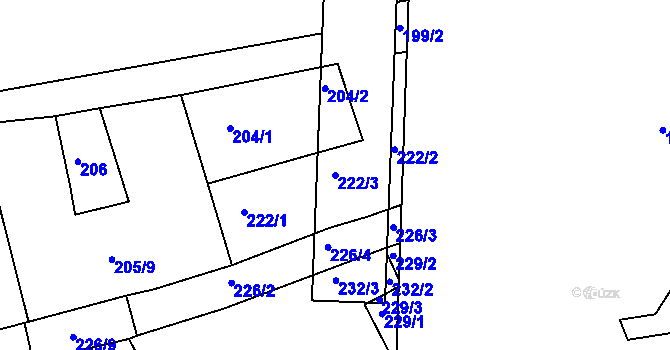 Parcela st. 222/3 v KÚ Holešovice, Katastrální mapa