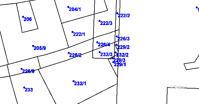 Parcela st. 232/3 v KÚ Holešovice, Katastrální mapa