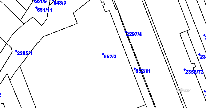 Parcela st. 652/3 v KÚ Holešovice, Katastrální mapa