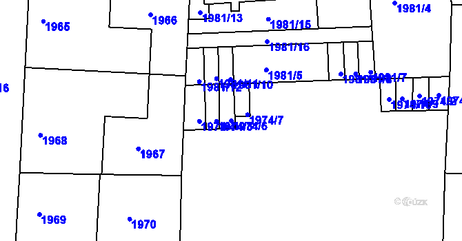 Parcela st. 1974/6 v KÚ Holešovice, Katastrální mapa