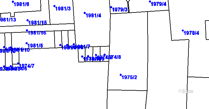 Parcela st. 1974/8 v KÚ Holešovice, Katastrální mapa