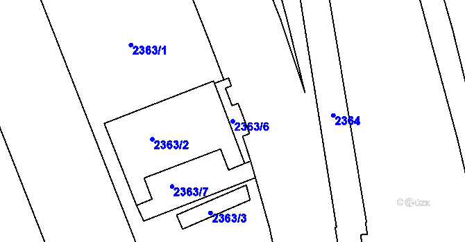 Parcela st. 2363/6 v KÚ Holešovice, Katastrální mapa