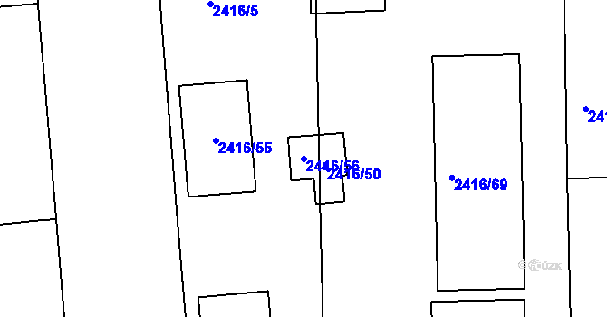 Parcela st. 2416/56 v KÚ Holešovice, Katastrální mapa