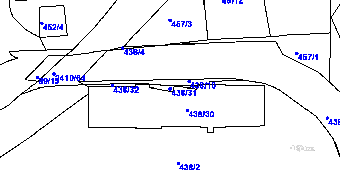 Parcela st. 438/31 v KÚ Holešovice, Katastrální mapa