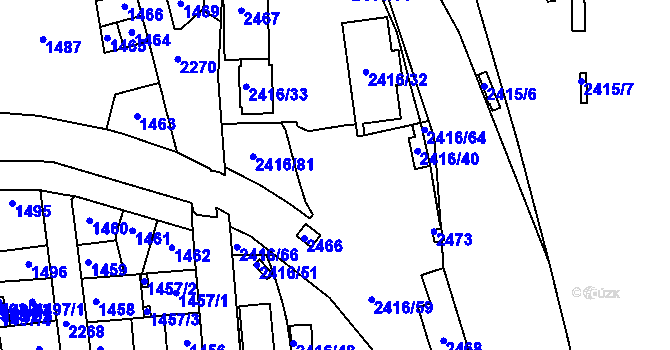 Parcela st. 2416/59 v KÚ Holešovice, Katastrální mapa