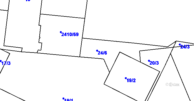 Parcela st. 24/6 v KÚ Holešovice, Katastrální mapa