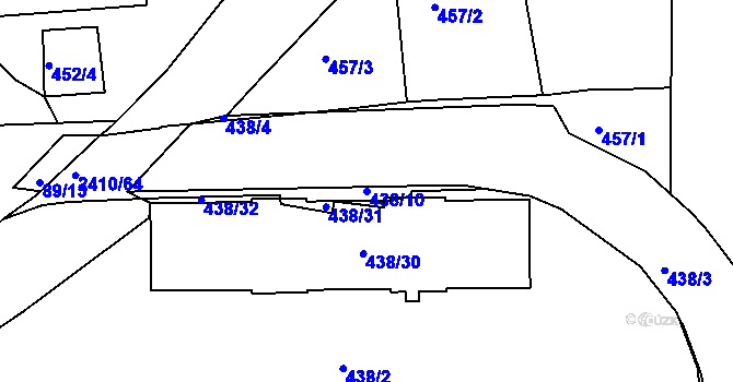 Parcela st. 438/10 v KÚ Holešovice, Katastrální mapa