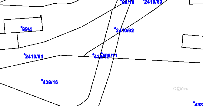Parcela st. 438/11 v KÚ Holešovice, Katastrální mapa
