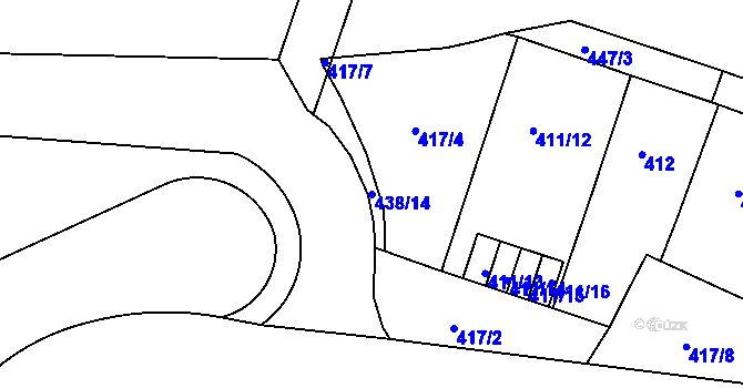 Parcela st. 438/14 v KÚ Holešovice, Katastrální mapa