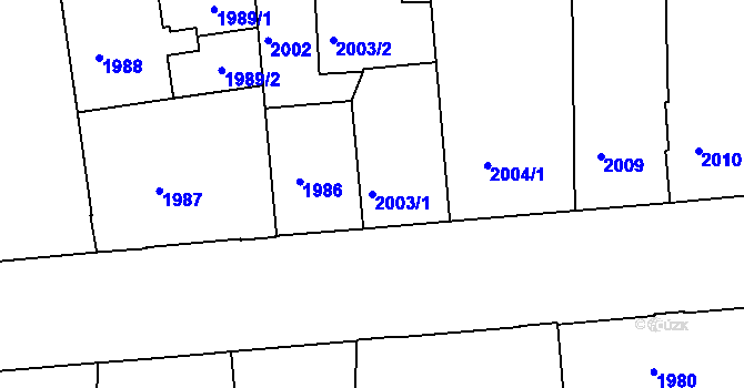 Parcela st. 2003/1 v KÚ Holešovice, Katastrální mapa