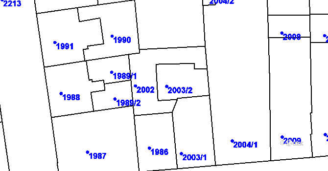 Parcela st. 2003/2 v KÚ Holešovice, Katastrální mapa