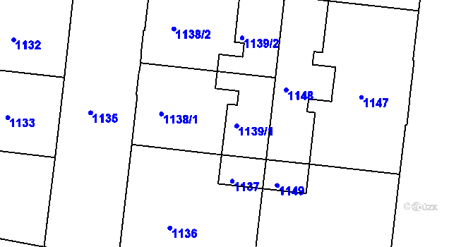 Parcela st. 1139/1 v KÚ Holešovice, Katastrální mapa