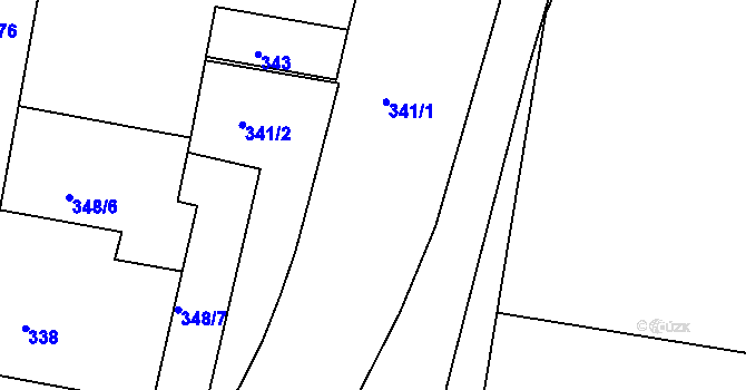 Parcela st. 341/1 v KÚ Holešovice, Katastrální mapa