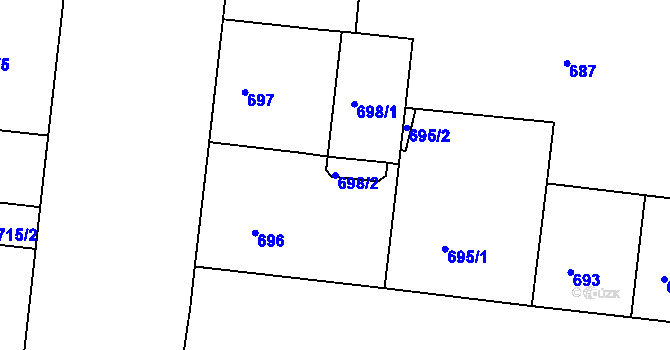 Parcela st. 698/2 v KÚ Holešovice, Katastrální mapa