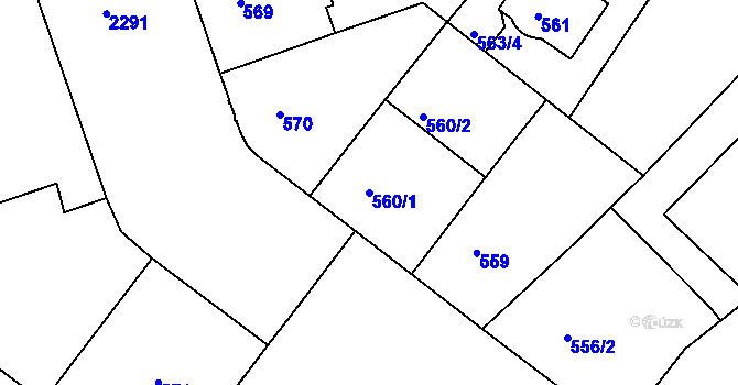 Parcela st. 560/1 v KÚ Holešovice, Katastrální mapa