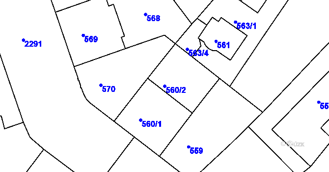 Parcela st. 560/2 v KÚ Holešovice, Katastrální mapa