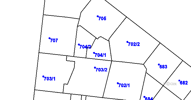 Parcela st. 704/1 v KÚ Holešovice, Katastrální mapa