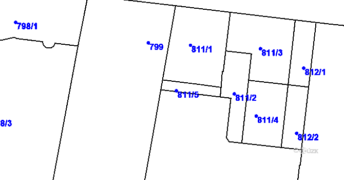 Parcela st. 811/5 v KÚ Holešovice, Katastrální mapa