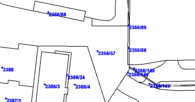 Parcela st. 2356/57 v KÚ Holešovice, Katastrální mapa