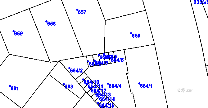 Parcela st. 664/6 v KÚ Holešovice, Katastrální mapa