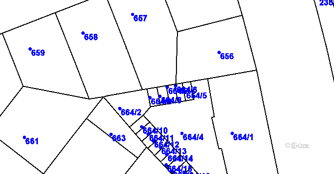Parcela st. 664/7 v KÚ Holešovice, Katastrální mapa