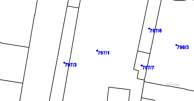 Parcela st. 797/1 v KÚ Holešovice, Katastrální mapa