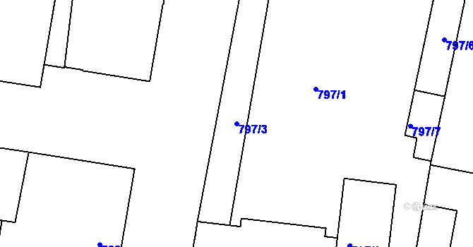 Parcela st. 797/3 v KÚ Holešovice, Katastrální mapa