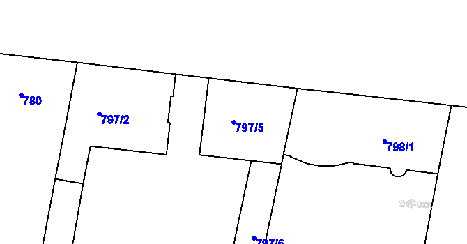 Parcela st. 797/5 v KÚ Holešovice, Katastrální mapa