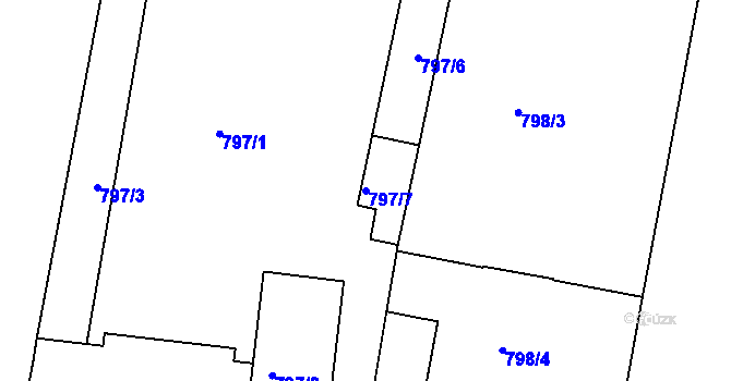 Parcela st. 797/7 v KÚ Holešovice, Katastrální mapa