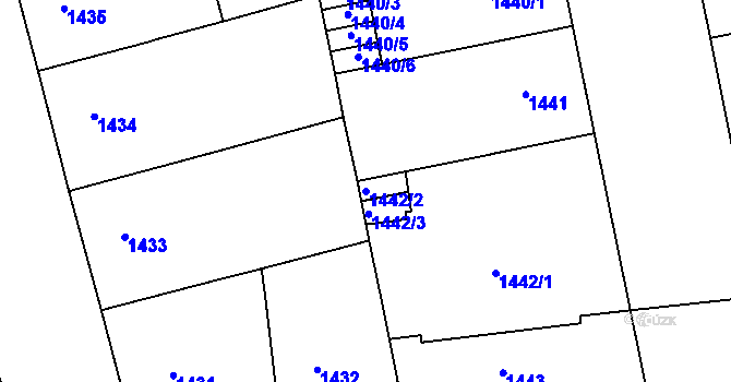 Parcela st. 1442/2 v KÚ Holešovice, Katastrální mapa