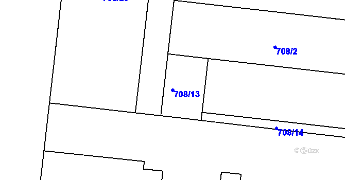 Parcela st. 708/13 v KÚ Holešovice, Katastrální mapa