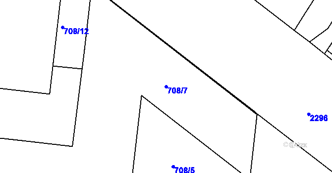 Parcela st. 708/7 v KÚ Holešovice, Katastrální mapa