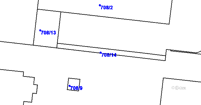 Parcela st. 708/14 v KÚ Holešovice, Katastrální mapa