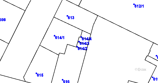 Parcela st. 614/3 v KÚ Holešovice, Katastrální mapa