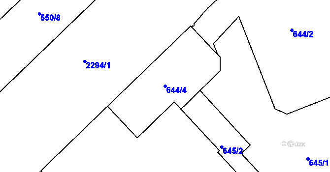 Parcela st. 644/4 v KÚ Holešovice, Katastrální mapa