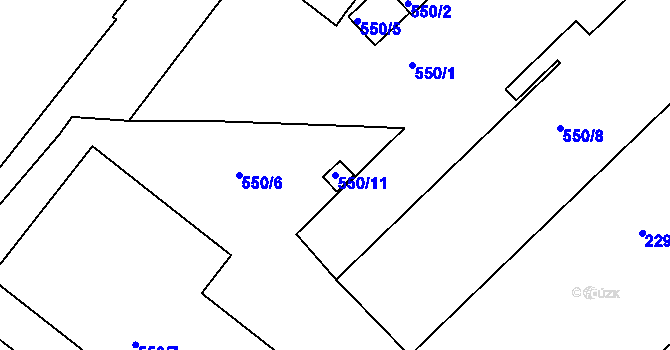 Parcela st. 550/11 v KÚ Holešovice, Katastrální mapa