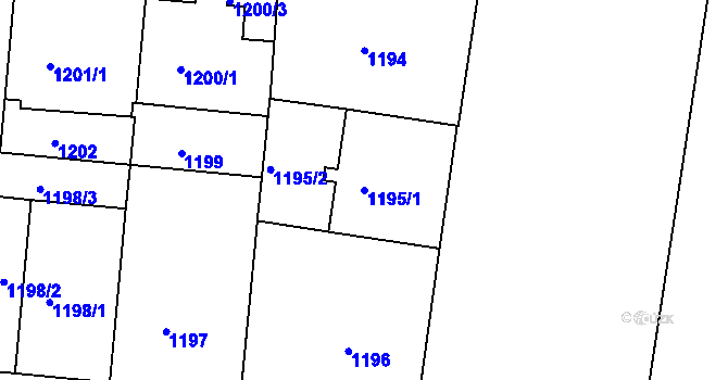 Parcela st. 1195/1 v KÚ Holešovice, Katastrální mapa