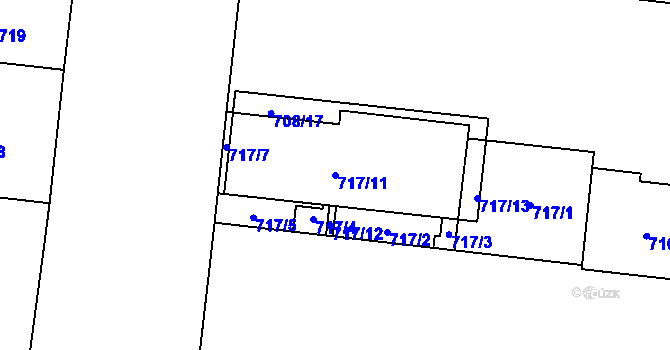 Parcela st. 717/11 v KÚ Holešovice, Katastrální mapa