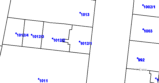 Parcela st. 1012/1 v KÚ Holešovice, Katastrální mapa