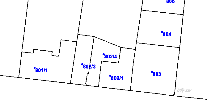 Parcela st. 802/4 v KÚ Holešovice, Katastrální mapa
