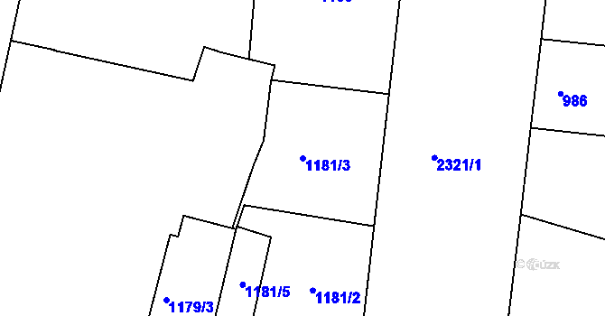 Parcela st. 1181/3 v KÚ Holešovice, Katastrální mapa
