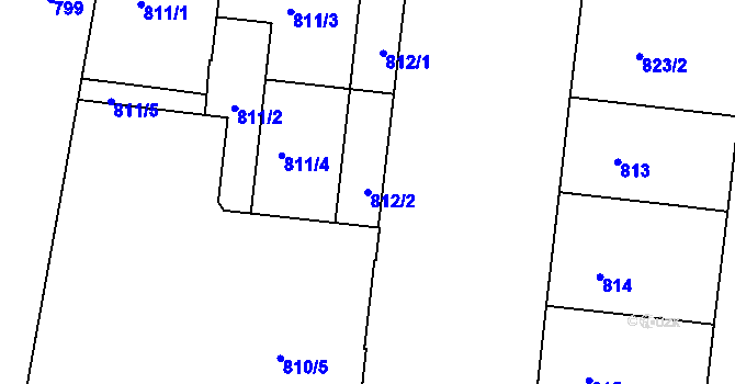 Parcela st. 812/2 v KÚ Holešovice, Katastrální mapa