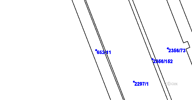 Parcela st. 652/11 v KÚ Holešovice, Katastrální mapa