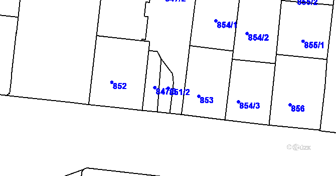 Parcela st. 851/2 v KÚ Holešovice, Katastrální mapa