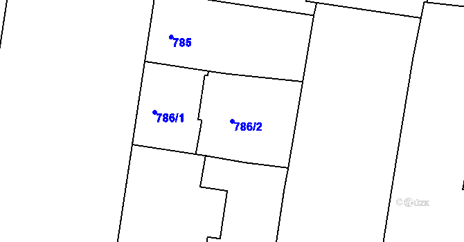 Parcela st. 786/2 v KÚ Holešovice, Katastrální mapa