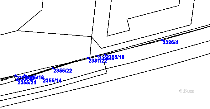 Parcela st. 2355/18 v KÚ Holešovice, Katastrální mapa