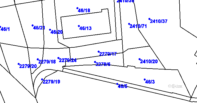 Parcela st. 2279/17 v KÚ Holešovice, Katastrální mapa