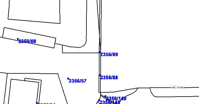 Parcela st. 2356/89 v KÚ Holešovice, Katastrální mapa